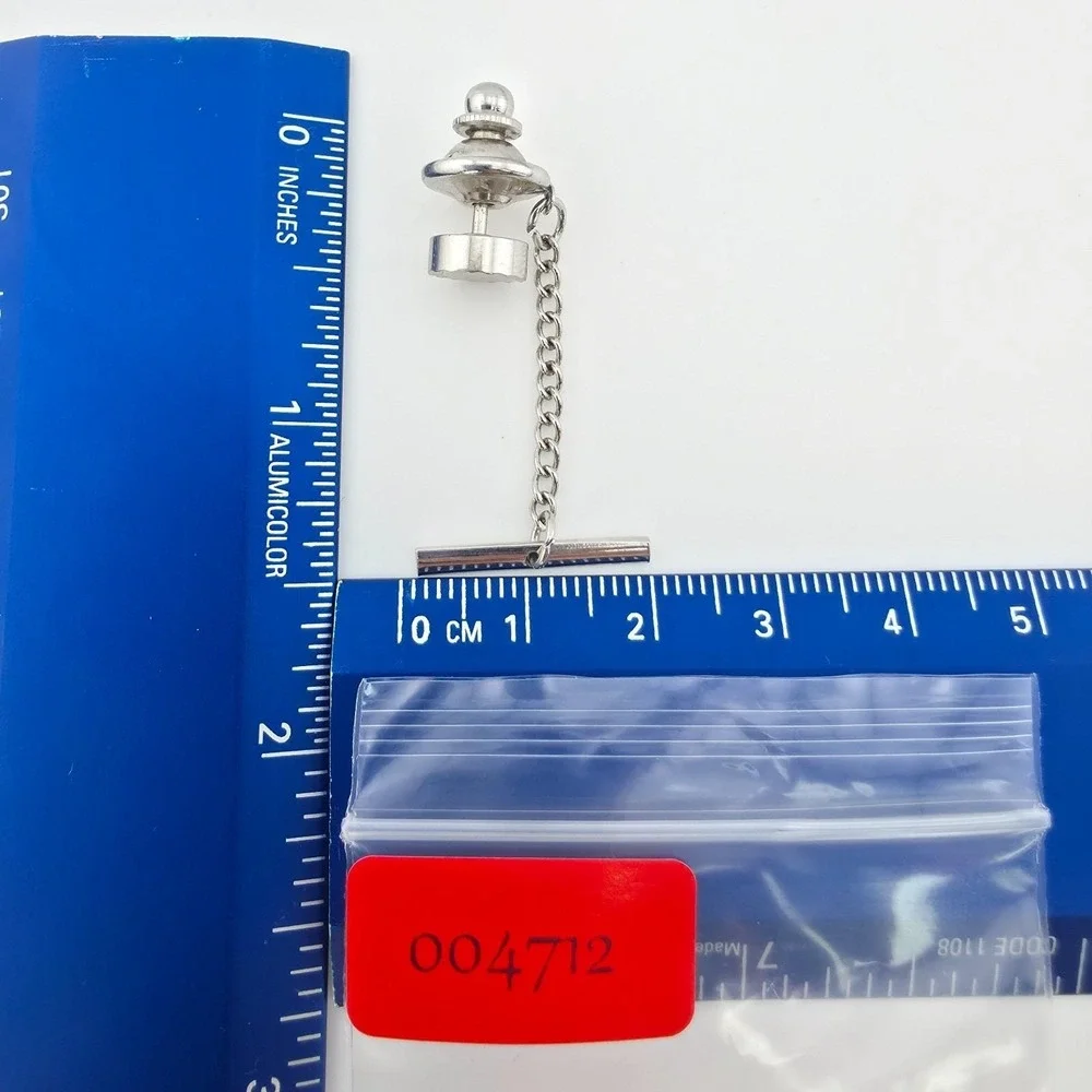 Vtg Tie Tack Clip Clasp Lapel Hat Pin Diamond Cut Silver Tone Sleek Minimalist